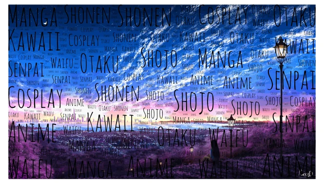 Anime word cloud art