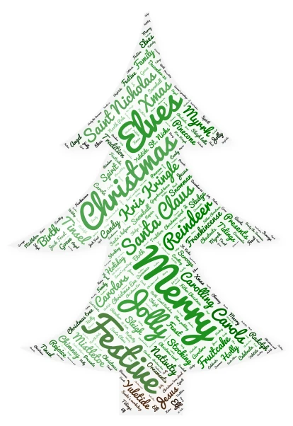 Christmas tree word cloud art