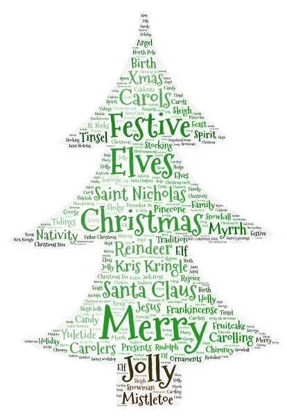 Christmas Tree word cloud art
