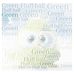 Green Fluff ball word cloud art