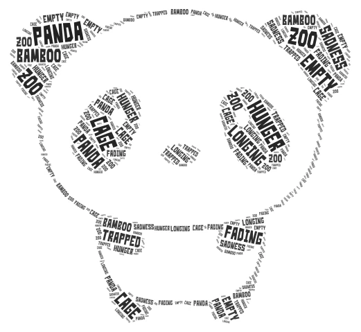 The Starving Panda word cloud art