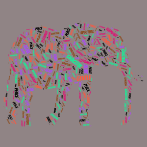 Colorful Elephant Collage word cloud art