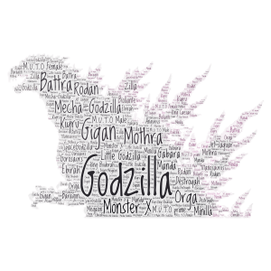 Godzilla Kaijus word cloud art