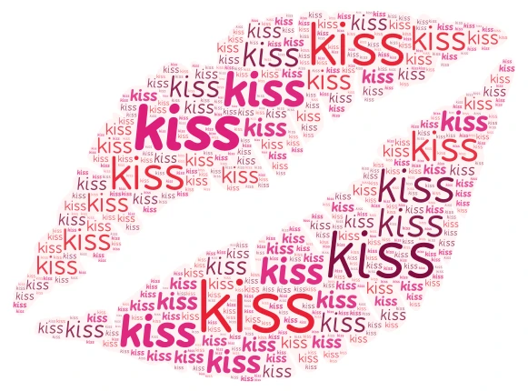 kiss word cloud art