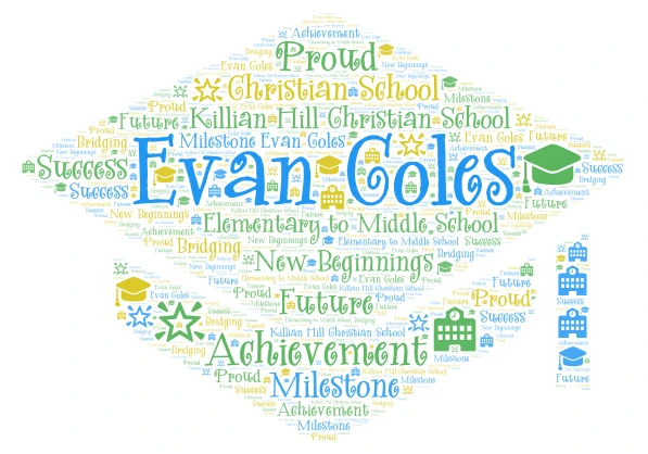 Graduation from Elementary to Middle School_Evan Coles word cloud art
