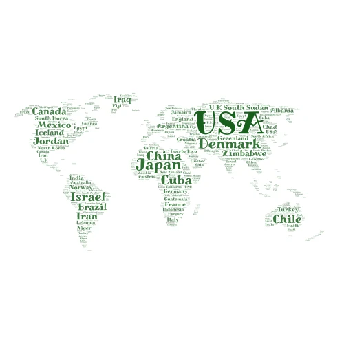 Countries word cloud art