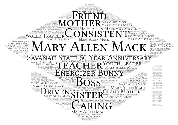 Mary Allen Mack word cloud art