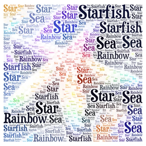 Starfish word cloud art