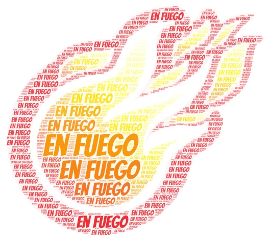 En Fuego word cloud art