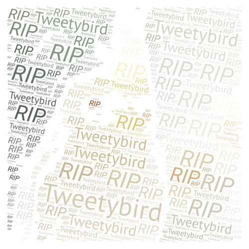 Tweetybird (RIP) word cloud art