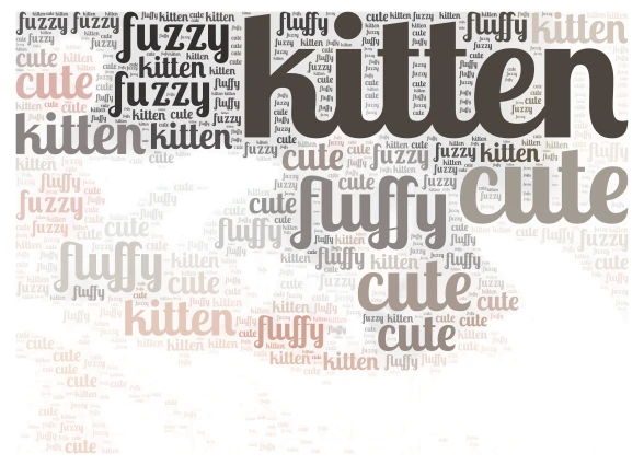 cute fluffy kitten word cloud art
