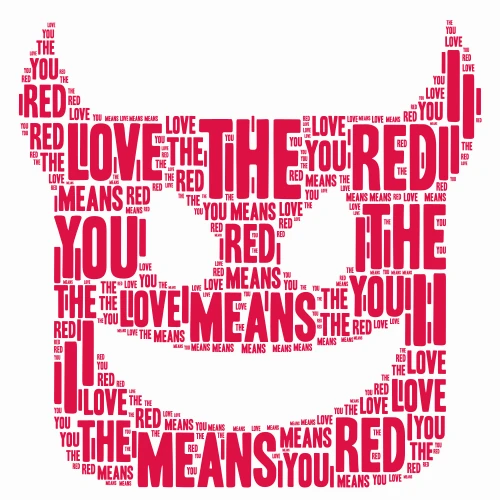 The Red Means I Love You word cloud art