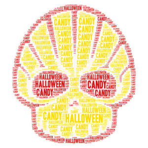 halloween and candy word cloud art