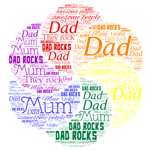Mum and Dad are awesome word cloud art