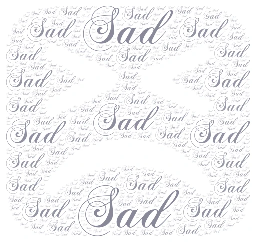 Sadness in a Heart word cloud art