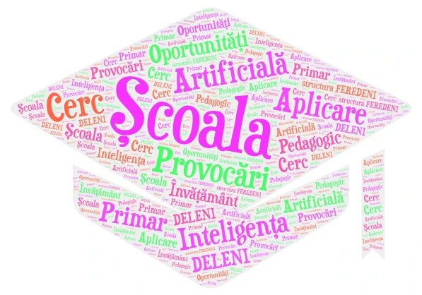 Școala și inteligența artificială word cloud art