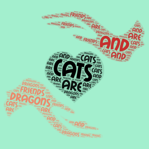 Cats And Dragons Can Be Friends! (I made this one in honor of D.J.Dragon!) word cloud art