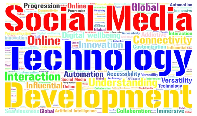 Technology and Social Media word cloud art