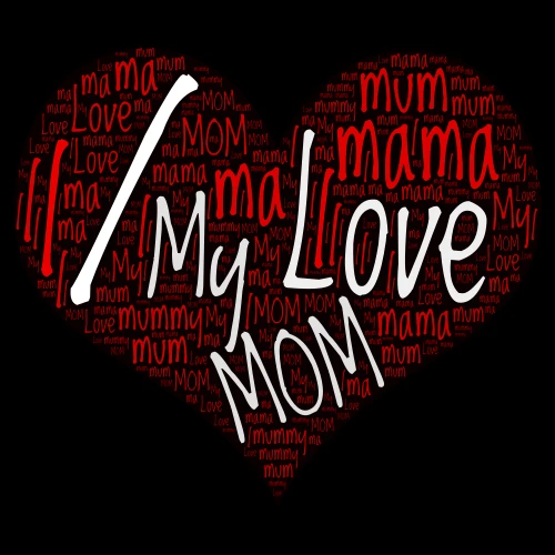 I Love My Mom word cloud art