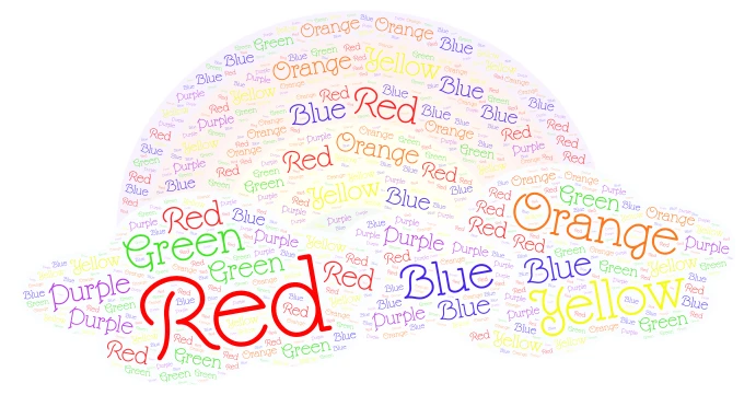 Rainbow word cloud art