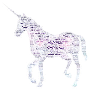 Unicorn word cloud art