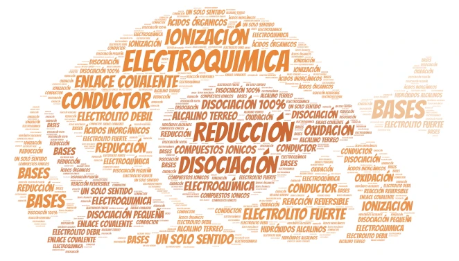 Reacción redox word cloud art
