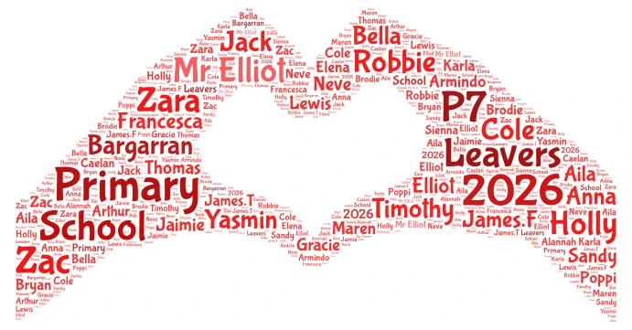 Primary School Leavers 2026 word cloud art