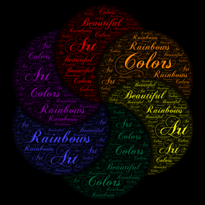 Rainbows word cloud art