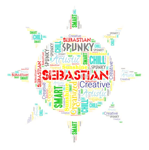 Sebastian word cloud art