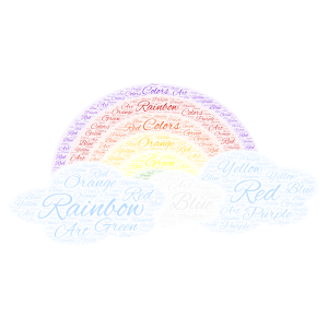 Rainbow's word cloud art
