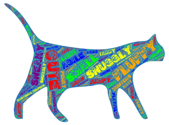 Cat word cloud art