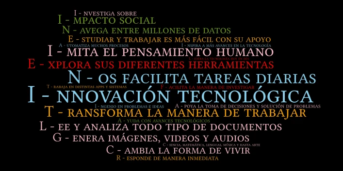 Acróstico INTELIGENCIA ARTIFICIAL  word cloud art