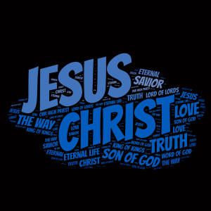 Jesus Christ in a Cloud word cloud art